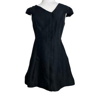 Halston Heritage Womens Dress Size 2 Basic Black Silk Blend Fit Flare Cap Sleeve